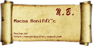 Macsa Bonifác névjegykártya